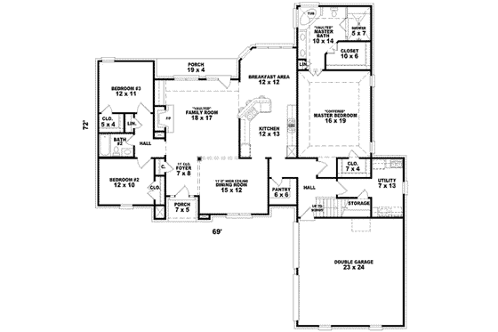 Floor Plan - Main Floor for European House Plan #81-1198 - 3 bed, 2 bath