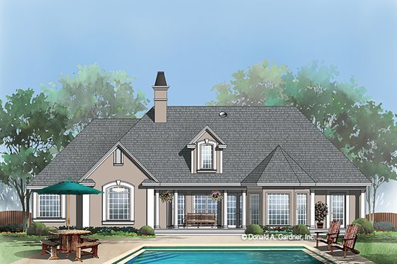Exterior - Rear Elevation for Ranch House Plan #929-371 - 3 bed, 2 bath