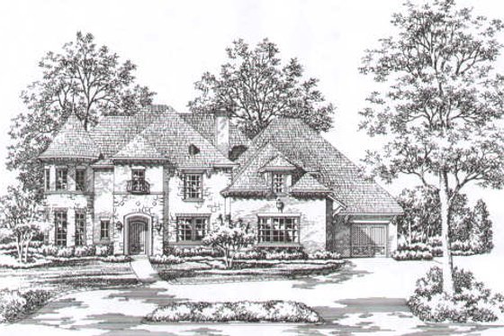Exterior - Front Elevation for European House Plan #141-264 - 4 bed, 4.5 bath
