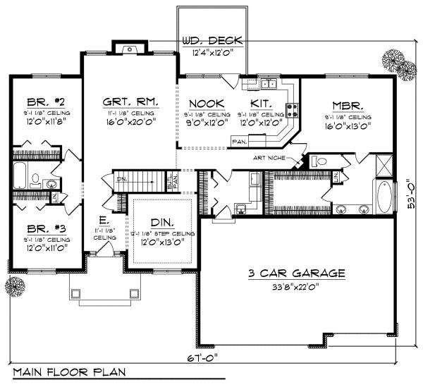 House Plan Design - Mediterranean Floor Plan - Main Floor Plan #70-869