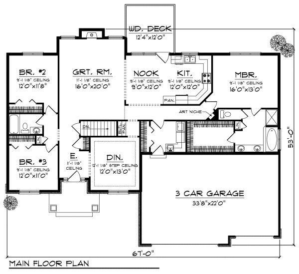 Mediterranean Floor Plan - Main Floor Plan #70-869