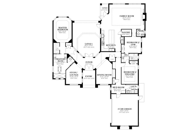 House Blueprint - Floor Plan - Main Floor for Contemporary House Plan #1058-220 - 3 bed, 2.5 bath