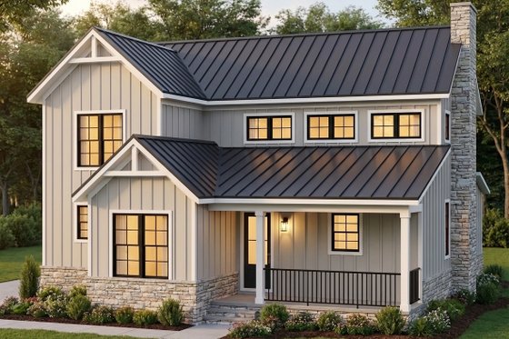 Exterior - Front Elevation for Farmhouse House Plan #932-1425 - 3 bed, 2.5 bath