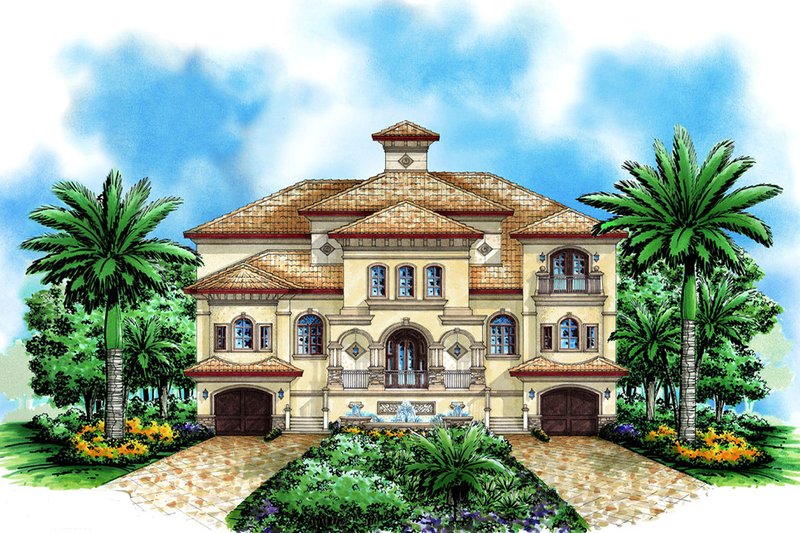 Mediterranean Style House Plan - 4 Beds 5.1 Baths 9329 Sq/Ft Plan #27-529
