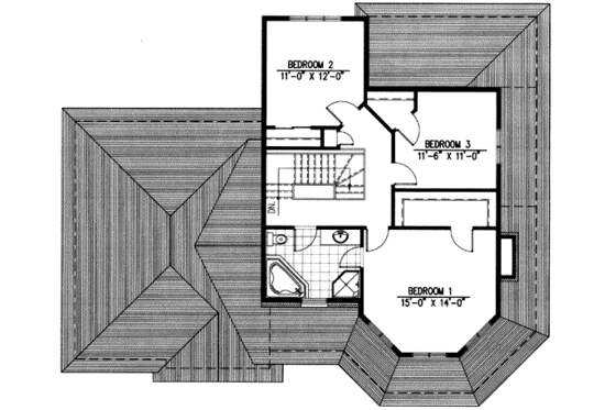 Floor Plan - Upper Floor for Victorian House Plan #138-162 - 3 bed, 1.5 bath