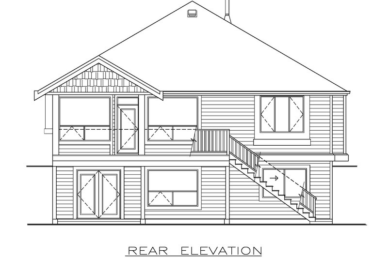 House Design - Exterior - Rear Elevation for Craftsman House Plan #1100-147 - 2 bed, 2 bath