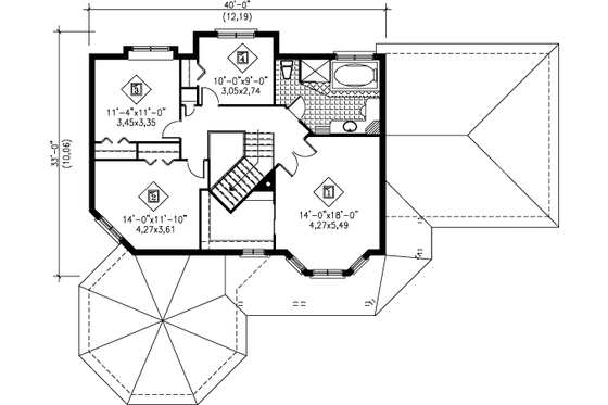 Floor Plan - Upper Floor for Victorian House Plan #25-4101 - 4 bed, 1.5 bath