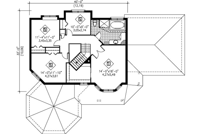 Home Plan - Floor Plan - Upper Floor for Victorian House Plan #25-4101 - 4 bed, 1.5 bath