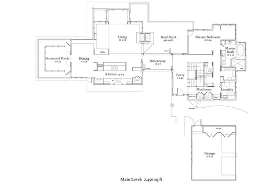 Floor Plan - Main Floor for Craftsman House Plan #454-14 - 4 bed, 4.5 bath