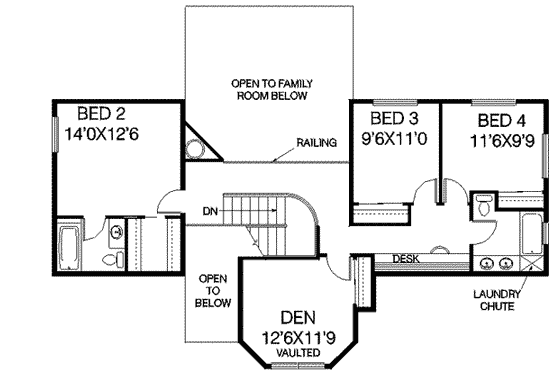 Floor Plan - Upper Floor for Traditional House Plan #60-236 - 5 bed, 4 bath