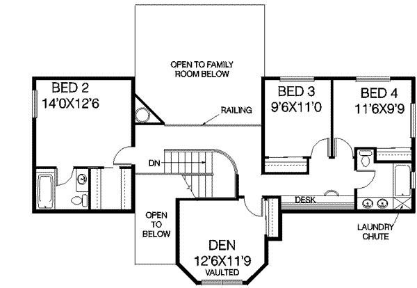 Traditional Floor Plan - Upper Floor Plan #60-236