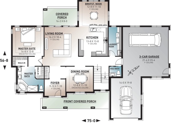 Home Plan - Traditional Floor Plan - Main Floor Plan #23-831