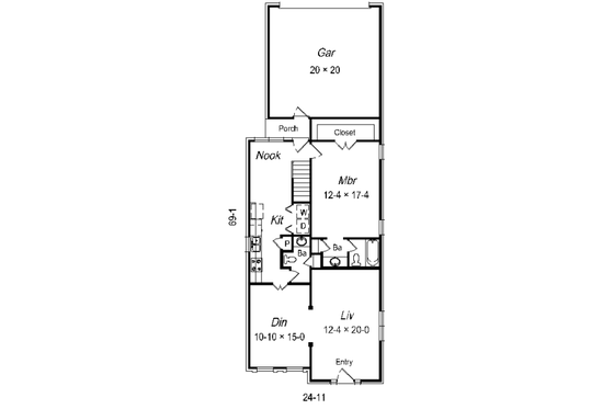 Floor Plan - Main Floor for Colonial House Plan #329-216 - 3 bed, 2.5 bath