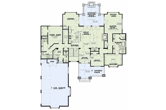 Floor Plan - Main Floor for Country House Plan #17-2596 - 5 bed, 6 bath