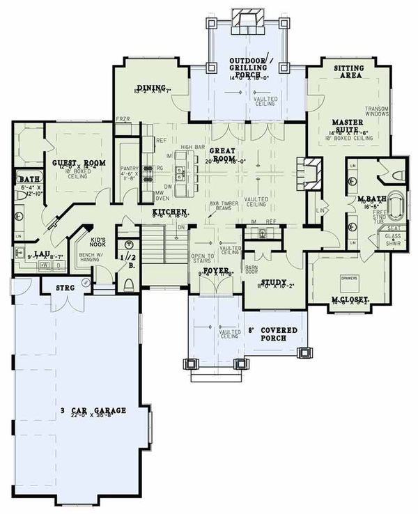 Home Plan - Country Floor Plan - Main Floor Plan #17-2596