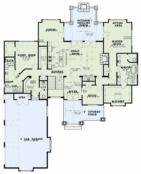 Architectural House Design - Country Floor Plan - Main Floor Plan #17-2596