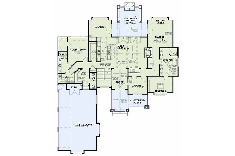Architectural House Design - Floor Plan - Main Floor for Country House Plan #17-2596 - 5 bed, 6 bath