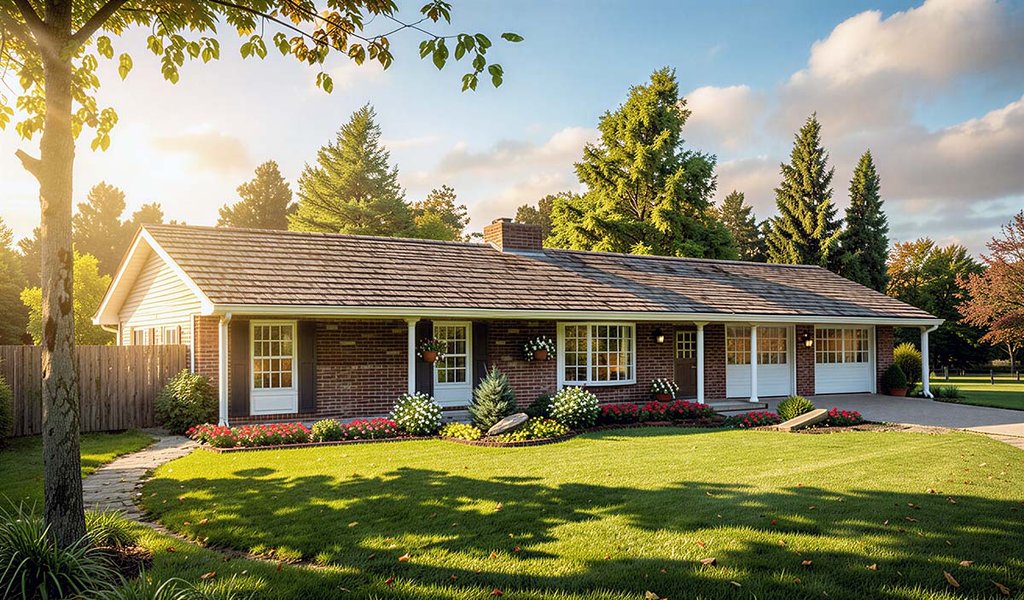 Exterior - Front Elevation 2 for Ranch House Plan #312-725 - 4 bed, 2 bath