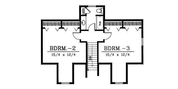 Colonial Floor Plan - Upper Floor Plan #100-215