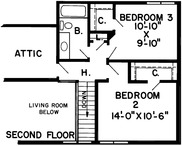 Traditional Floor Plan - Upper Floor Plan #312-101