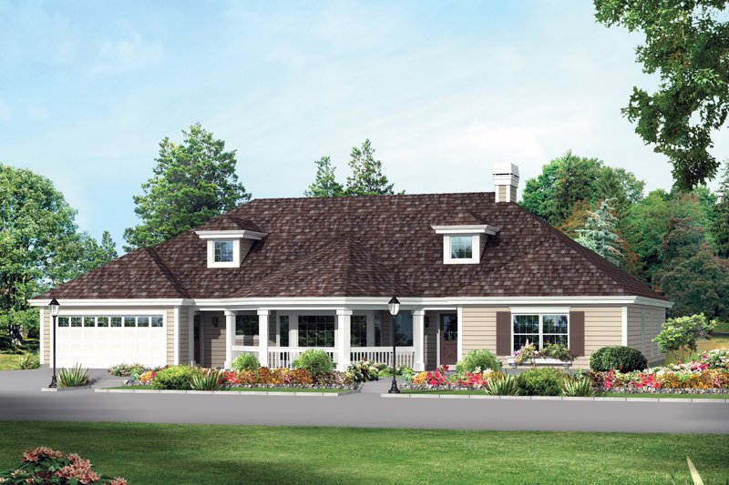 Home Plan - Country Exterior - Front Elevation Plan #57-689
