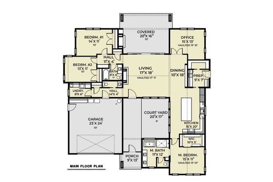 Floor Plan - Main Floor for European House Plan #1070-257 - 3 bed, 2 bath