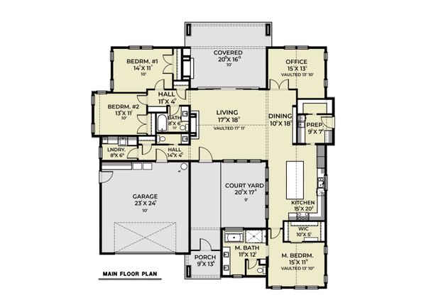 House Blueprint - European Floor Plan - Main Floor Plan #1070-257