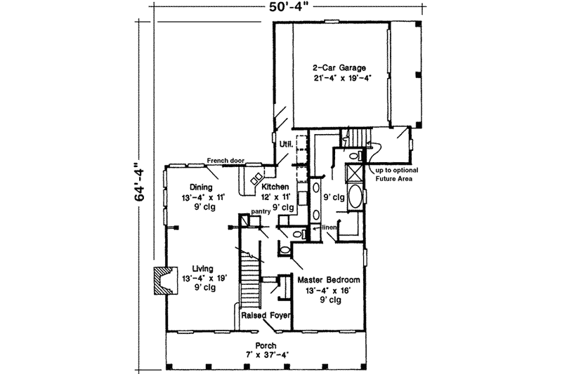 House Blueprint - Floor Plan - Main Floor for Southern House Plan #410-167 - 3 bed, 2.5 bath