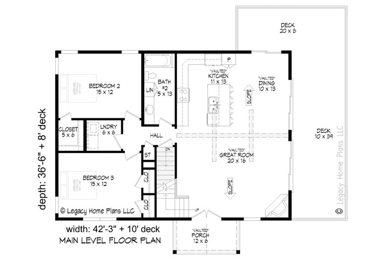 Home Plan - Floor Plan - Main Floor for Southern House Plan #932-810 - 3 bed, 2 bath