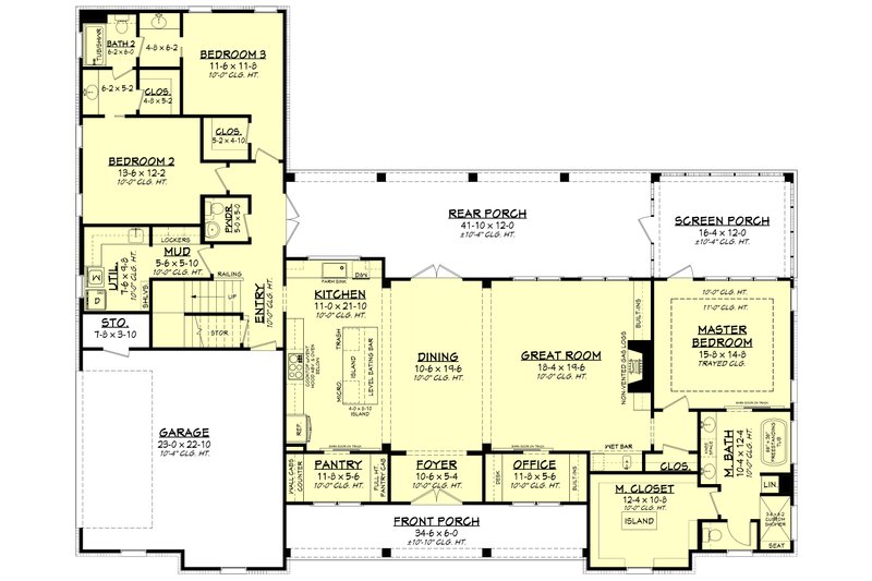 Architectural House Design - Floor Plan - Main Floor for Farmhouse House Plan #430-224 - 3 bed, 2 bath