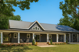 Barndominium Exterior - Front Elevation Plan #44-291