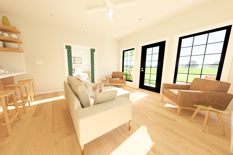 House Design - Interior - Family Room 1 for Farmhouse House Plan #126-295 - 1 bed, 1 bath