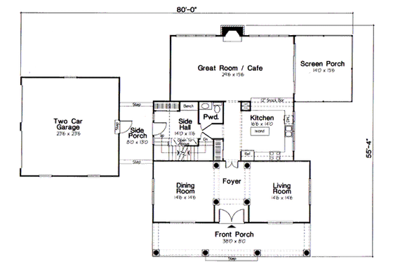 Floor Plan - Main Floor for Farmhouse House Plan #312-833 - 4 bed, 2.5 bath