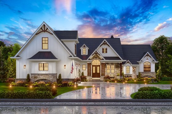 Exterior - Front Elevation 9 for Craftsman House Plan #54-585 - 3 bed, 3.5 bath