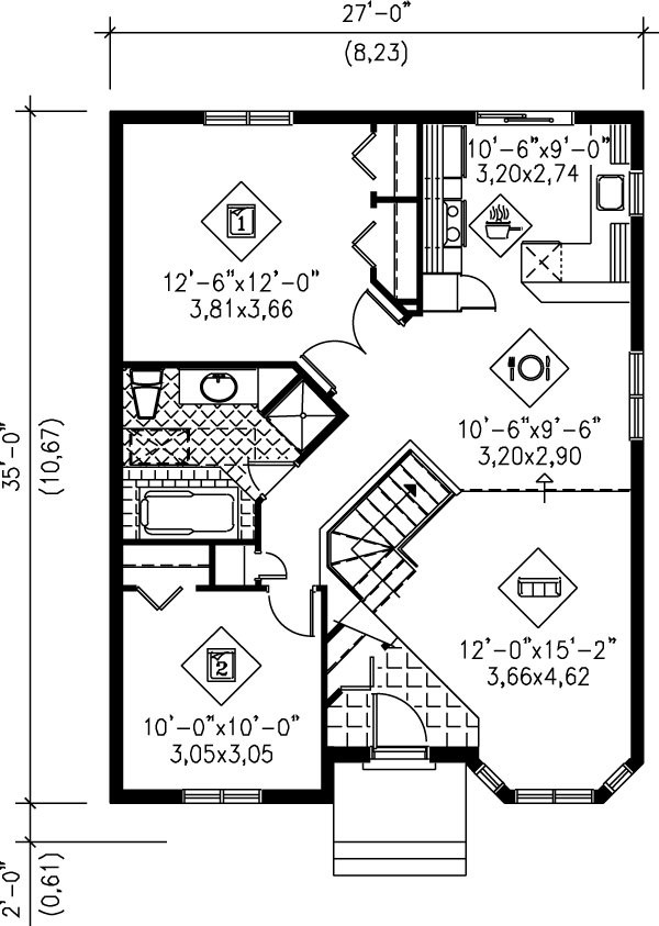 Home Plan - Cottage Floor Plan - Main Floor Plan #25-116