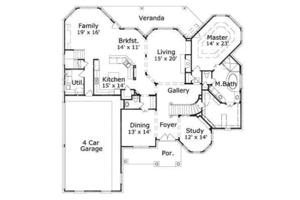 Floor Plan - Main Floor for Traditional House Plan #411-197 - 5 bed, 3 bath
