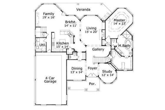 Floor Plan - Main Floor for Traditional House Plan #411-197 - 5 bed, 3 bath