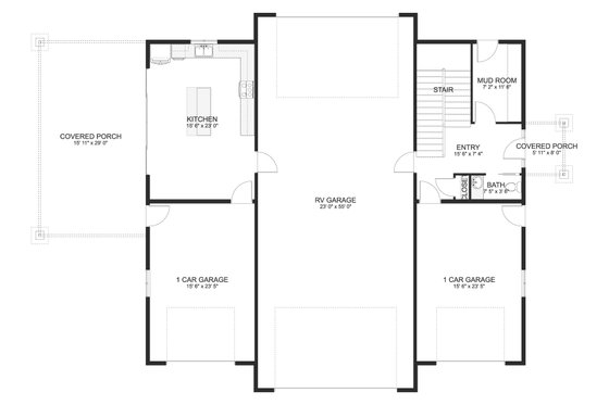 Floor Plan - Main Floor for Farmhouse House Plan #1060-118 - 2 bed, 2.5 bath