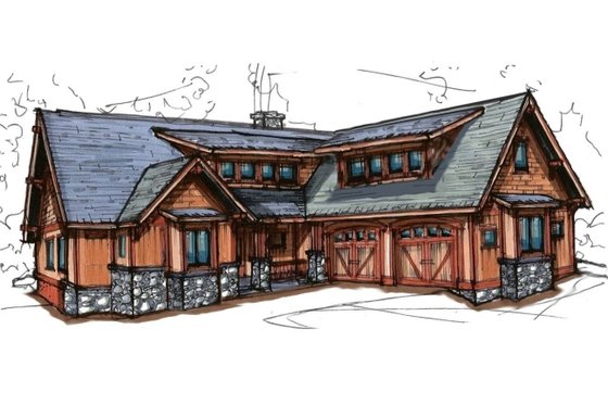 Exterior - Front Elevation 3 for Craftsman House Plan #921-14 - 3 bed, 2.5 bath