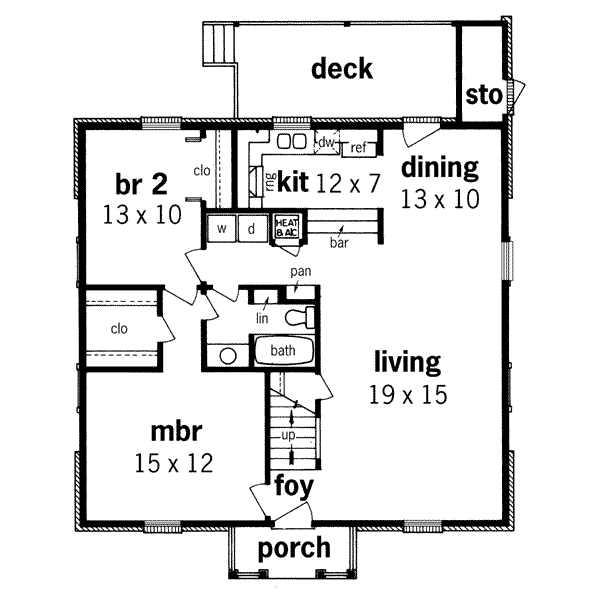 Architectural House Design - Colonial Floor Plan - Main Floor Plan #45-103