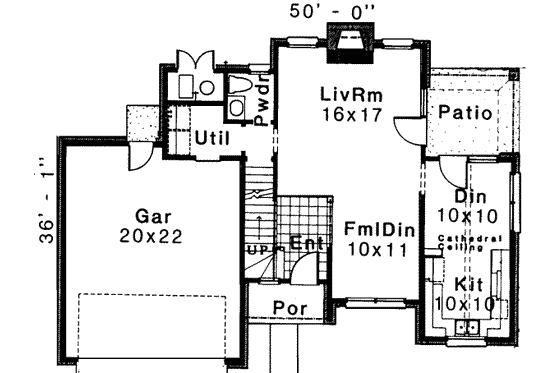 Floor Plan - Main Floor for Traditional House Plan #310-118 - 3 bed, 2.5 bath
