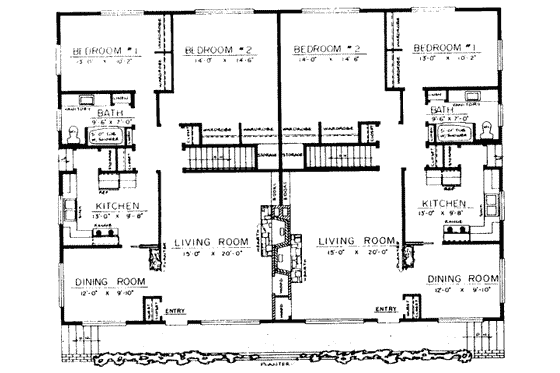 Floor Plan - Main Floor for Traditional House Plan #303-240 - 2 bed, 1 bath