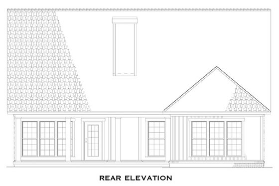 Exterior - Rear Elevation for European House Plan #17-2267 - 4 bed, 3 bath