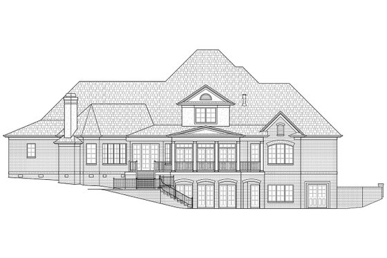 Exterior - Rear Elevation for Traditional House Plan #1054-31 - 4 bed, 4.5 bath