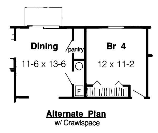Alternate floor plan layout with crawlspace foundation