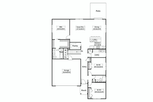 House Design - Farmhouse Floor Plan - Main Floor Plan #57-703