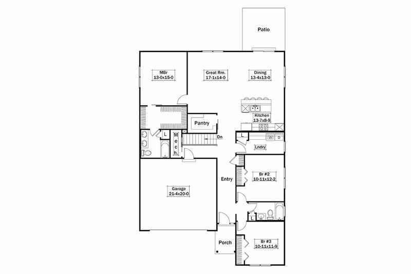 Farmhouse Style House Plan - 3 Beds 2 Baths 1762 Sq/Ft Plan #57-703 ...