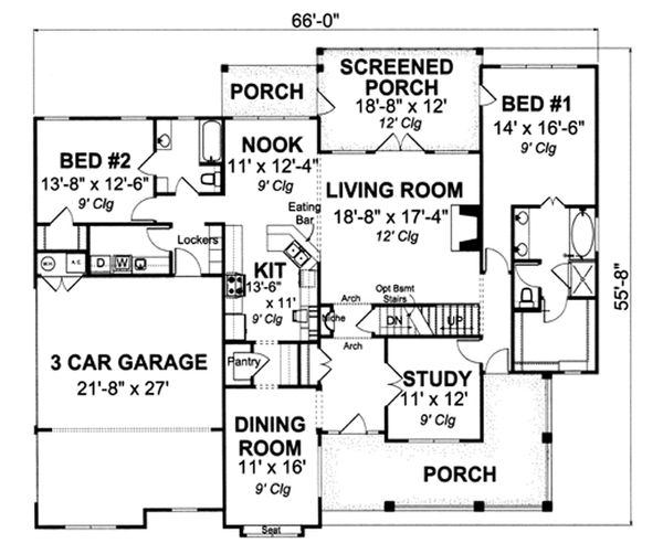 Architectural House Design - Farmhouse Floor Plan - Main Floor Plan #513-2046
