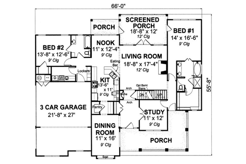 Dream House Plan - Floor Plan - Main Floor for Farmhouse House Plan #513-2046 - 4 bed, 3 bath