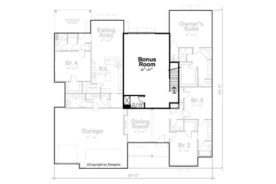 Floor Plan - Upper Floor for Traditional House Plan #20-2559 - 4 bed, 4.5 bath